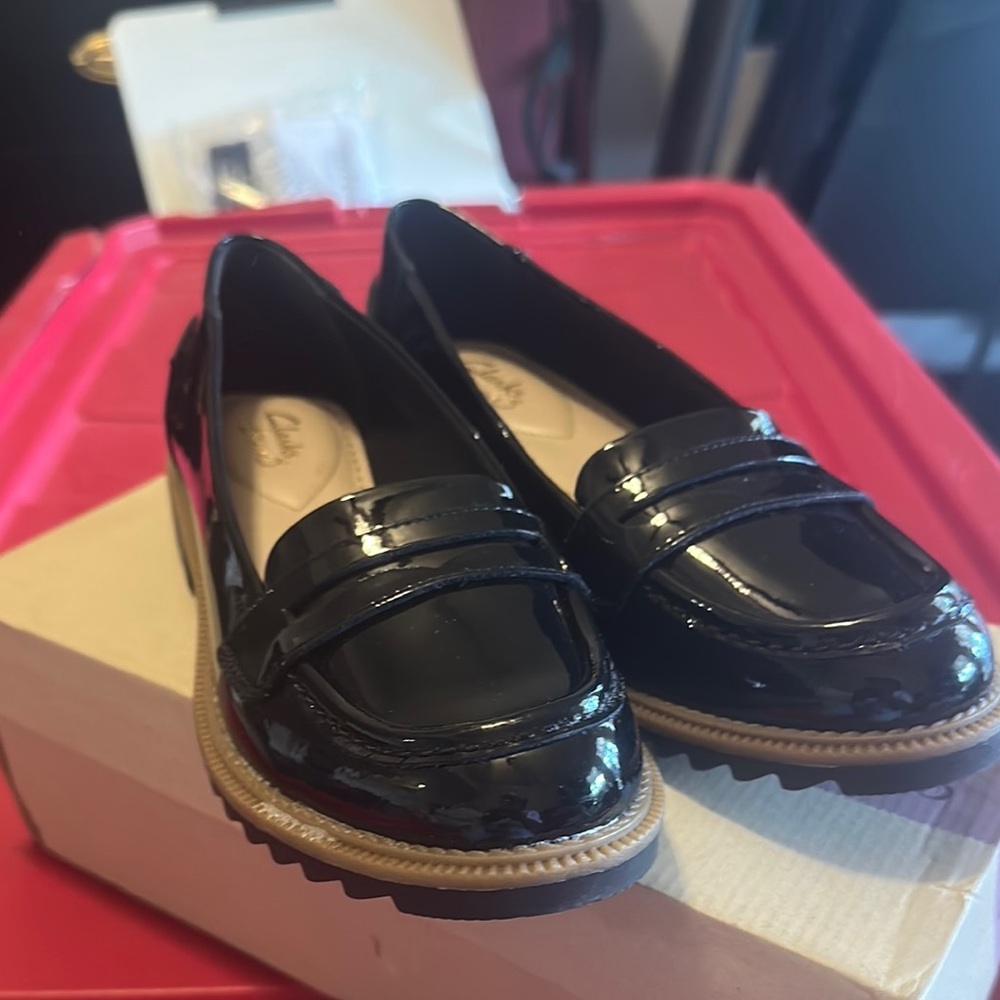 Clarks Black Patent Leather Loafers